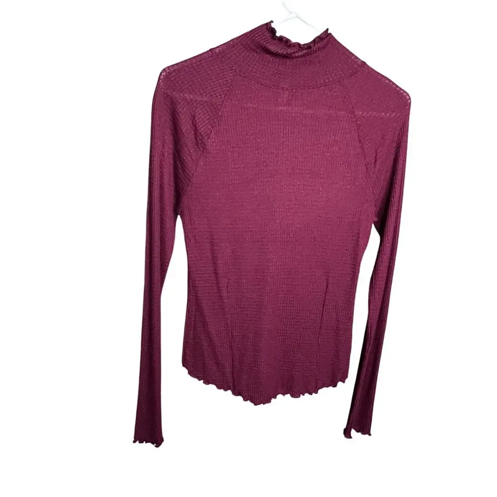 Intimately Free People Make It Easy Mock Neck Long Sleeve Thin Thermal NWOT